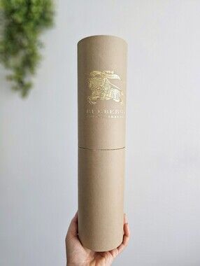 Burberry Equestrian Knight Gold Logo Cylinder Scarf Tube Luxury Storage Box